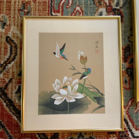 SOLD Stunning Original Silk Paintings Framed and Signed - Picture 2 of 8